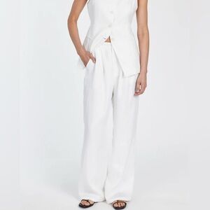 Dissh Nora White Linen Pants Wide Leg